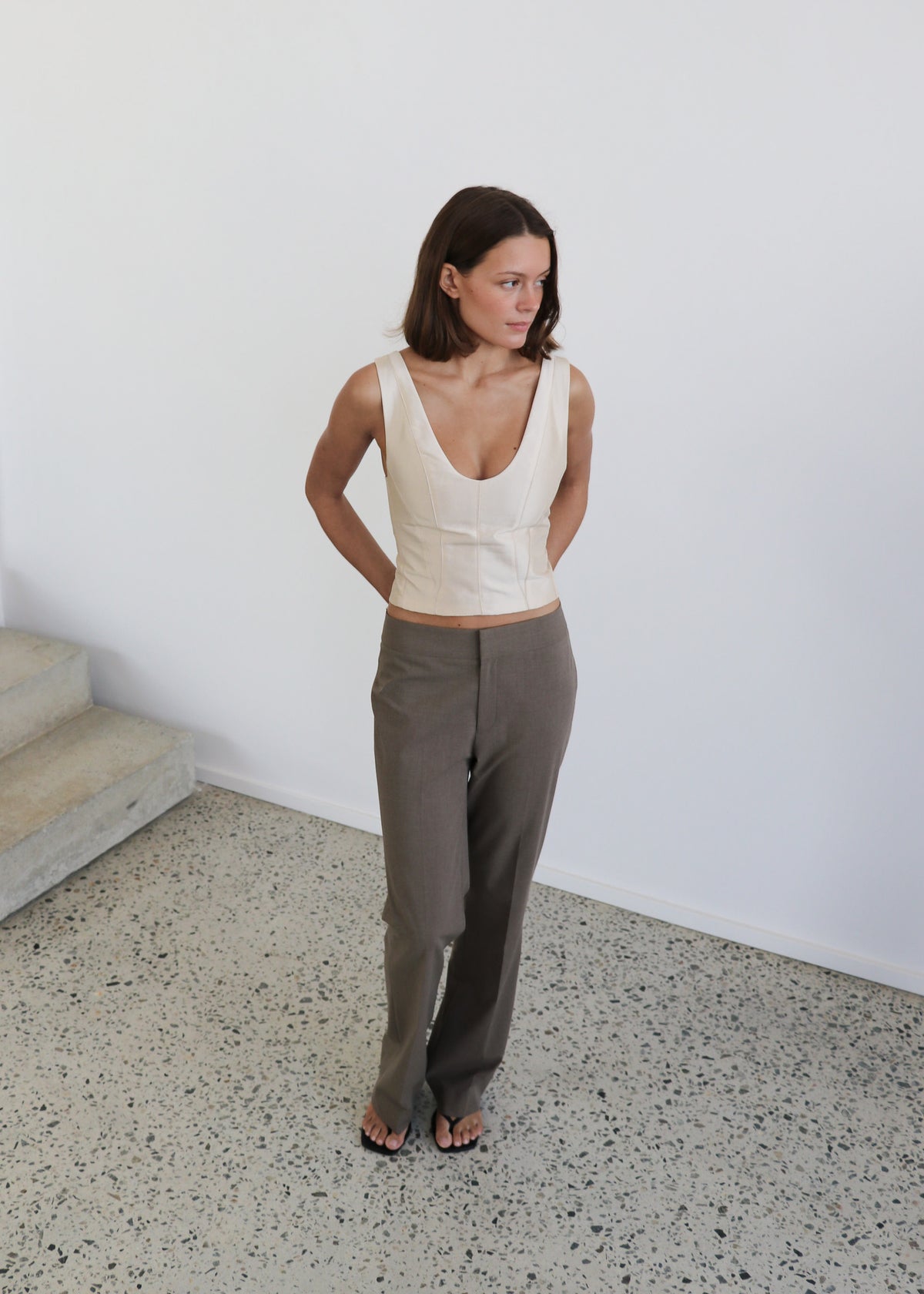 Silk Dupion Bustier Oyster